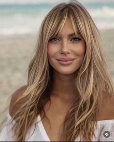 Blonde Bangs, Blonde Hair Transformations, Blonde Hair With Bangs, European Hair, Hair 2024, Long Hair With Bangs, Penteado Cabelo Curto, Hair With Bangs, Long Blonde