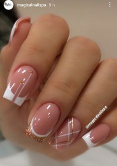 Square Nails Natural Classy, Trendy Gel Nails Square, Nail French Design Ideas, French Tip With Gel Polish, Different French Manicure Ideas Square, 0mbre Nails, Fancy Nails Short, Fancy French Manicure Classy, 2024 Valentines Nails