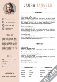 a professional resume template with an orange and pink color scheme on the front, black and white