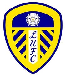 the logo for leds united soccer club on a blue and yellow banner with white letters