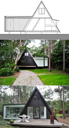 the house in the woods is designed to look like it could be built on stilts