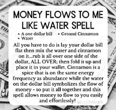 Money Flows To Me, Money Spells Magic, Money Rituals, Hoodoo Spells, Money Spells That Work, Good Luck Spells, Money Spell, Spells For Beginners, Easy Spells