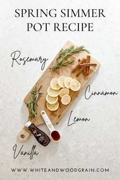 a cutting board topped with sliced lemons and spices