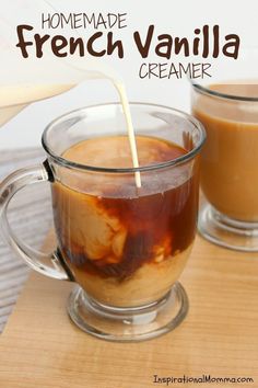 homemade french vanilla ice creamer in glass mugs