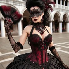 Ruby dress Mask Venetian, Ruby Dress, Masquerade Ball Gown, Ball Ideas, Venetian Mask, Masquerade Party, Masquerade Mask, Masquerade Ball