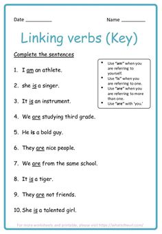 the worksheet for linking verbs key