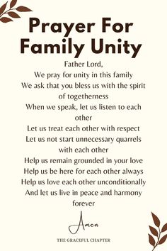 a prayer for family united with the words