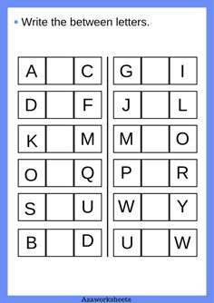 the alphabet worksheet for children to learn how to write and draw letters with pictures