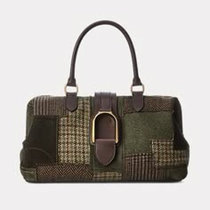 Classic Luxury Tweed Bag, Brown Tweed Travel Bag, Tartan Purse Handbags, Vivienne Westwood Tartan Bag, Green Tartan Handbag, Leather Bags Handmade, Leather Bag, Top Handle Bag, Ralph Lauren