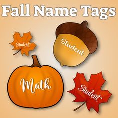 fall name tags for students with autumn leaves