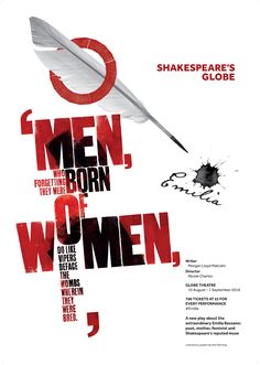 the poster for shakespeare's play men born of women, which is written in red and