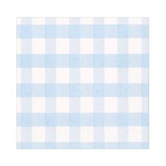 a light blue and white checkered paper napkin