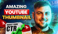 a man smiling with the words amazing youtubee thumbnail on his face and an arrow pointing