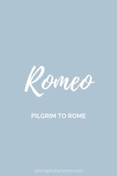 the word rome written in white on a blue background