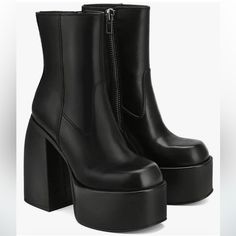 Bought For $65 On Amazon For The Sabrina Carpenter Concert And Ended Up Being Too High For Me And I Missed My Amazon Return Window. Boots Are Brand New In The Box And Only Tried On Once. Fit True To Size And Comfortable Just Too High To Be Walking To And From A Venue For My Clumsy Self Lol Night Out Platform Boots With Zipper And Round Toe, Platform Boots With Zipper Closure For Night Out, Round Toe Platform Boots With Zipper For Night Out, Edgy Ankle-high Boots With Chunky Platform, Edgy Chunky Platform Boots For Night Out, Edgy Boots With Stacked Heel, Edgy Ankle-high Platform Boots With Padded Ankle, Edgy Ankle-high Boots With Reinforced Heel, High Ankle Boots With Chunky Platform For Night Out