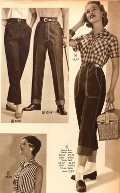 50s Pants Outfit, 1950s Woman Fashion, 50s Woman Fashion, 60s Woman Fashion, 1950s Fashion Plates, 1950s Everyday Fashion, 1950s Casual Outfits For Women, 50s Fashion Magazine, 50 Fashion Vintage 1950s