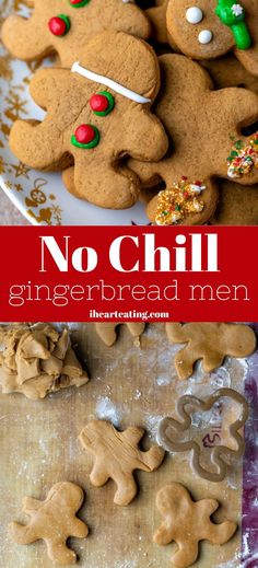 no chill gingerbread men cookies on a plate