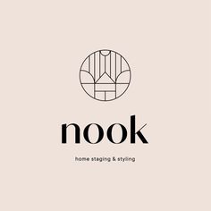 the logo for nook home staging and styling, which is designed in black and white