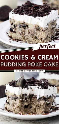 COOKIES AND CREAM PUDDING POKE CAKE, oreo desserts, sweet treats Simple Cookies And Cream Cake, Oreo Cake Trifle, Oreo Pudding Poke Cake, Dessert Ideas Birthday, Rolo Poke Cake, Cookies And Cream Dump Cake, Homemade Birthday Desserts, Poke Cake Recipes White Cake, Pudding Mix Cake Recipes