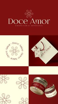 the logo for doce amor is shown above two images