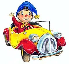 a drawing of a boy riding in a toy car