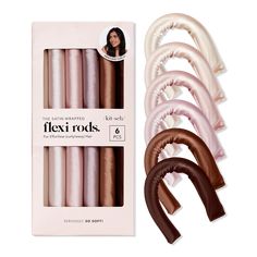 Rosewood Satin Flexi Rods - FLEXI RODSBenefitsAlternative to heat styling for healthier, stronger strands over timeFlexible design bends to secure rollers in place100% satin prevents breakage & friction, gliding through hair without tuggingFor most hair types & texturesNo heat - Rosewood Satin Flexi Rods Satin Hair Rollers, Curlers For Short Hair, Curlers For Long Hair, No Heat Hair Curlers, No Heat Curlers, Heatless Waves, Curling Rods, Heatless Curlers, Heatless Hair