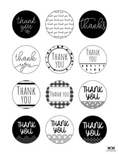 black and white thank you stickers