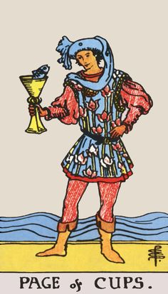 a tarot card with an image of a woman holding a cup