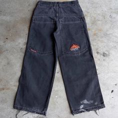 Ultra Rare 90s ‘Flame Jnco Patch’ Jeans. The Frayed Cuffs, With Paint Marks Contribute To The Perfect Distressed Look. Grail Pair, Size: 28 Patch Jeans, Jnco Jeans, Size 28 Jeans, Patched Jeans, Jeans Distressed, Online Shopping Clothes, Jeans Pants, Halloween Shopping, Black Gray