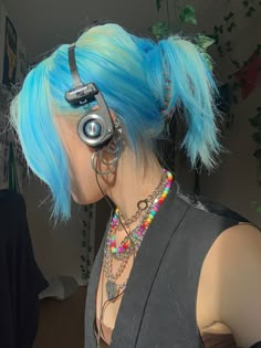 White And Blue Hair, Blonde And Blue Hair, Neon Hair, Hair Inspiration Color, Hair Inspo Color