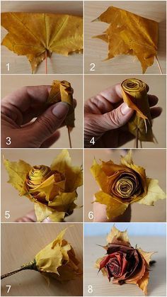 step by step instructions on how to make a paper flower with leaves and flowers in it