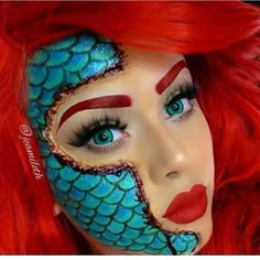 mermaaaaid Mermaid Makeup Halloween, Makeup Zombie, Mermaid Face, Fantasy Make-up, Halloween Make-up Looks, Mermaid Halloween, Special Fx Makeup, Disney Makeup, Halloween Makeup Inspiration