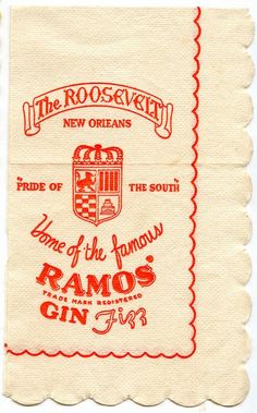 a piece of paper that has some type of food on it with the words, home of the famous ramon's gin