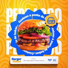 an advertisement for burger king featuring a large hamburger with lettuce, tomato and onion