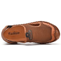 Closure Type: Velcro Color: Black,Brown Feature: Soft,Slip Resistant Size: US 10.5,US 8,US 9,US 10,US 11,US 7.5,US 8.5,US 6.5 Shoes Type: Hand Made Sandals Toe Type: Closed Toe Upper Material: Mesh Outsole Material: Rubber Brown Round Toe Slip-ons For Summer, Casual Brown Slip-ons With Textured Sole, Brown Rubber Sole Slip-ons For Outdoor, Brown Closed Toe Slip-ons With Textured Sole, Brown Leather Slip-on Outdoor Shoes, Brown Summer Slip-ons With Round Toe, Brown Leather Closed-toe Shoes For Summer, Brown Stitched Sole Slip-ons For Summer, Summer Brown Slip-ons With Stitched Sole