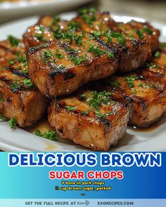 These Delicious Brown Sugar Chops are a must-try for your next dinner! Juicy, tender pork chops coated in a sweet and savory brown sugar glaze. Perfect for a quick and easy weeknight meal. #brown sugar #pork chops #easy recipe #delicious dinner #quick meal Pork Chops Easy, Glazed Pork Chops Recipes, Pan Pork Chops, Marinated Pork Chops, Quick Family Dinners, Savory Recipe, Tender Pork Chops