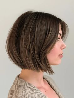 31 Fresh and Fabulous Bob Hairstyles to Rock in Spring 2024 Straight A Line Bob, Above Shoulder Bob With Bangs, Short Hair Cuts For Thick Hair 2024, Light Brown Hair Short Bob, Bob Haircut Without Bangs, Short Hair Without Bangs, Choppy Short Bob, Neck Length Bob, Bob Fine Hair