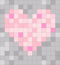 a heart made out of pink and grey squares