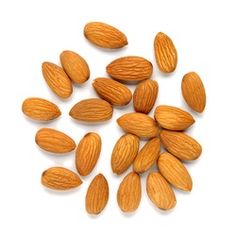 almonds on a white background are shown in this image, there is no image here to provide a caption for