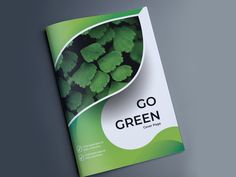 a green brochure with leaves on it