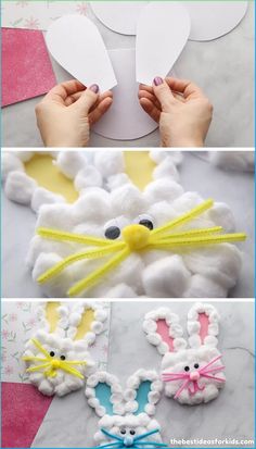 the steps to make an easter bunny craft for kids