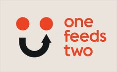 the words one feeds two are shown in red and black on a white background with an arrow