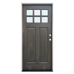 Pacific Entries 36 in. x 80 in. Ash Left Hand Inswing Clear 6 Lite Mahogany Stained Wood Prehung Entry Door with Composite Jamb, Grey Craftsman Front Doors, Traditional Front Doors, Decorative Hinges, Craftsman Door, Wood Entry Doors, Mahogany Stain, Wood Front Doors, Exterior Front Doors, Storm Door