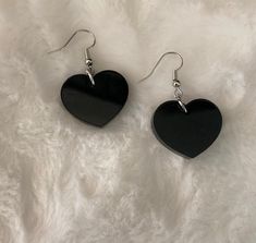 Handmade pair of heart, sparkly poured resin dangle and drop, red or black heart earrings with stainless steel findings.  Each pair of earrings is perfectly packaged in a black jewelry box, on a black card, tied with twine - it is ready to gift! Trendy Black Earrings For Gift, Black Heart Earrings For Pierced Ears As Gift, Black Heart Charm Earrings As Gift, Black Earrings With Heart Charm For Gift, Black Dangle Jewelry For Valentine's Day, Trendy Black Heart Earrings For Gift, Black Heart Earrings As A Gift, Black Heart Earrings With Ear Wire, Black Heart Drop Earrings For Gift