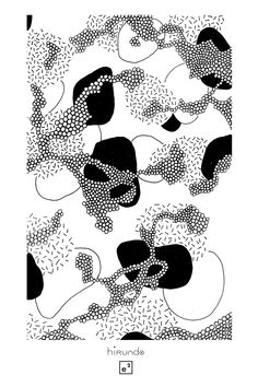 an abstract black and white drawing with dots