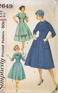 a woman's dress and hat pattern from the 1950's