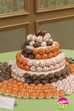 a cake made to look like basketballs and balls