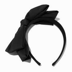 Complete your look with a bow! You will love this headband in classic black with a coordinating silky bow. Material: Polyester - Claire's Black Silky Knotted Bow Headband Black Bow Headband, Black Ribbon Headband, Black Hair Accessories, Pansy Parkinson, Big Bow Headband, Fnaf Cosplay, Bold Lipstick, Ribbon Headbands, Black Headband