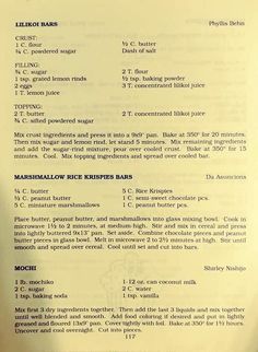 the menu for marmallow rice recipe bakes, with instructions to make it