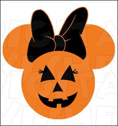 a mickey mouse pumpkin with a bow on it's head and the word alcia written in black